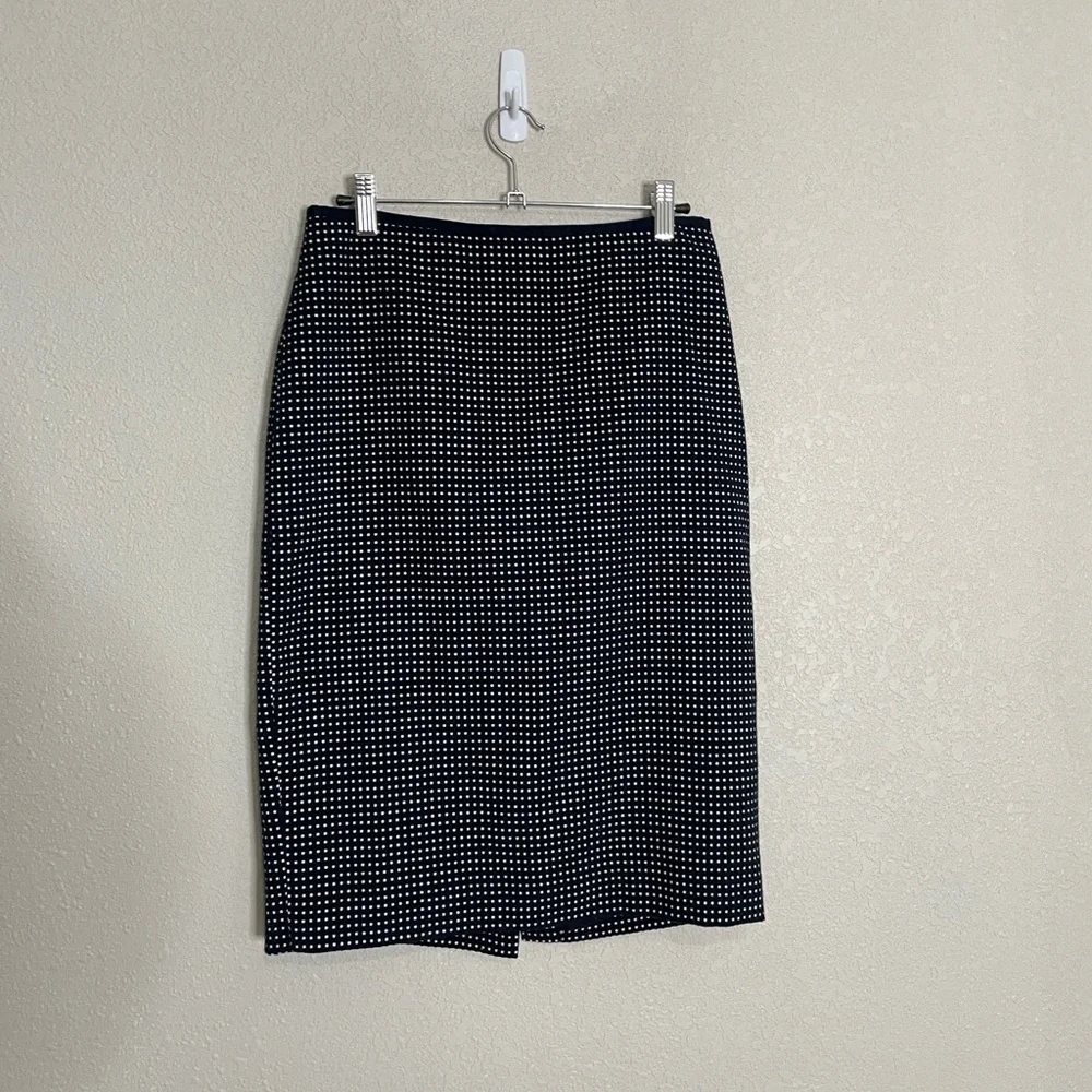 Ann Taylor Navy Blue Micro Polka Dot Knee Length Skirt 2